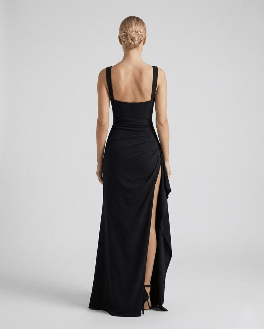 Robe Fente Noire - Belle Allure Paris